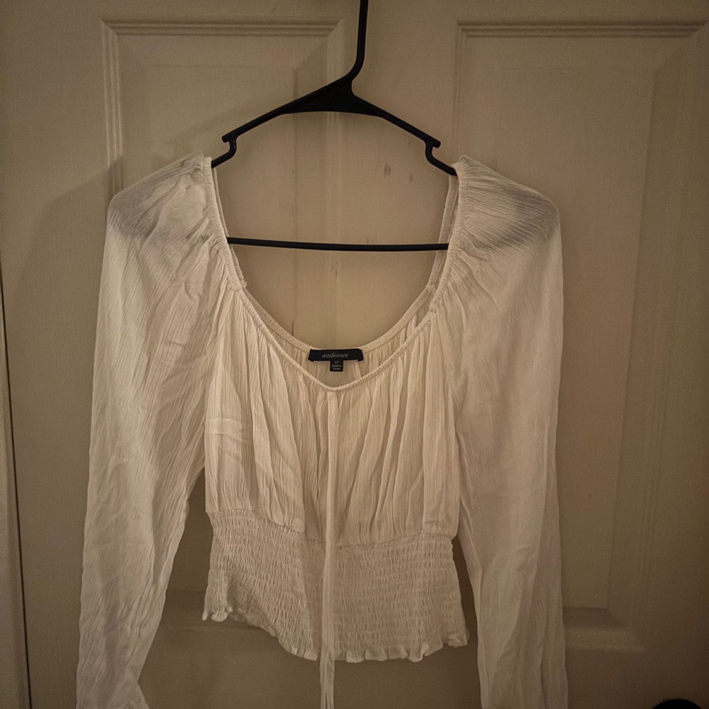 Abercrombie & Fitch Cream Smocked Blouse